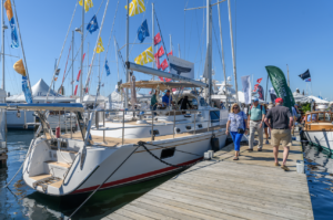 Sailboat at the Newport International Boat show dock