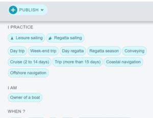 Screenshot of crefinder website with clear sailing goals listed in a profile