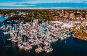 Aerial view of the Boat Show at Annapolis City Dock