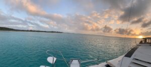 Sunset view from the catamaran