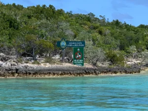 Welcome sign to Exumas. Great step in the catamaran adventures